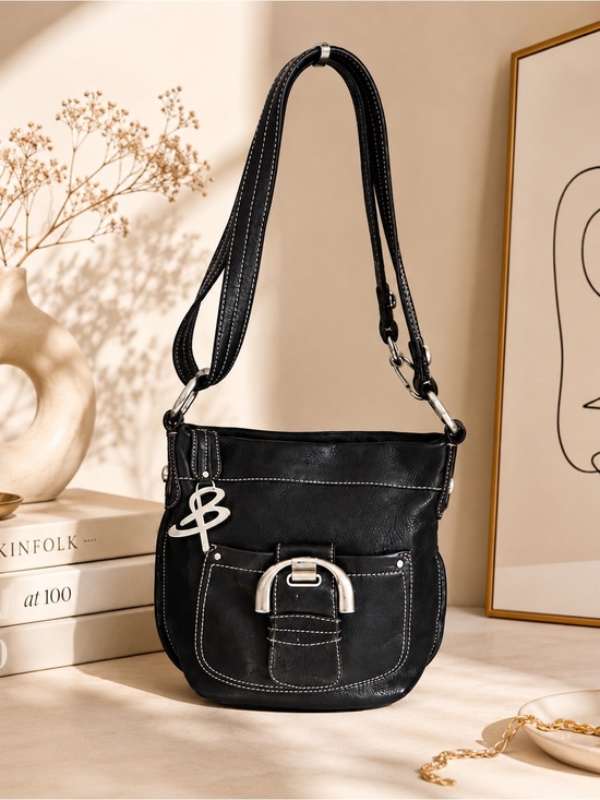 b. makowsky Handbags - B. Makowsky Black Leather Shoulder Bag Buckle crossbody